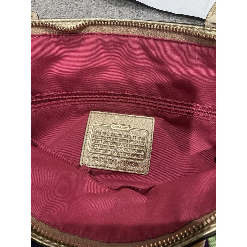 VINTAGE Multicolored Coach Purse Over the Shoulder Bag Y2K Pink & Gold - Picture 12 of 16